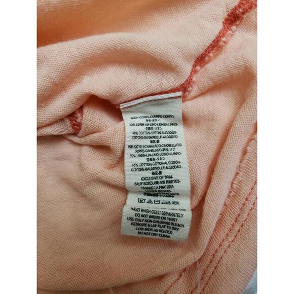 We The Free People Sz XS Peach Linen Blend Cap Sleeve Raw Edge Women's Top NEW - Picture 8 of 8